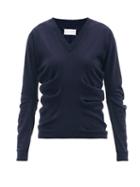 Matchesfashion.com Maison Margiela - Four-stitches Cashmere And Cotton-blend Sweater - Womens - Navy