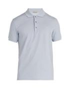 Matchesfashion.com Bottega Veneta - Logo Embroidered Cotton Polo Shirt - Mens - Light Blue