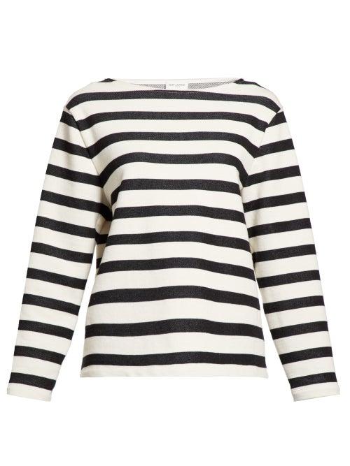 Matchesfashion.com Saint Laurent - Striped Jersey Sweatshirt - Womens - White Black