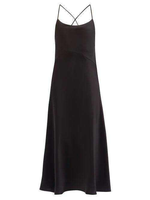 Matchesfashion.com Galvan - Serena Scooped-back Satin Midi Dress - Womens - Black