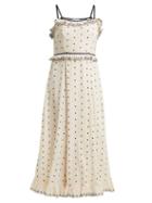 Matchesfashion.com Redvalentino - Polka Dot And Ruffle Embellished Dress - Womens - Blue White