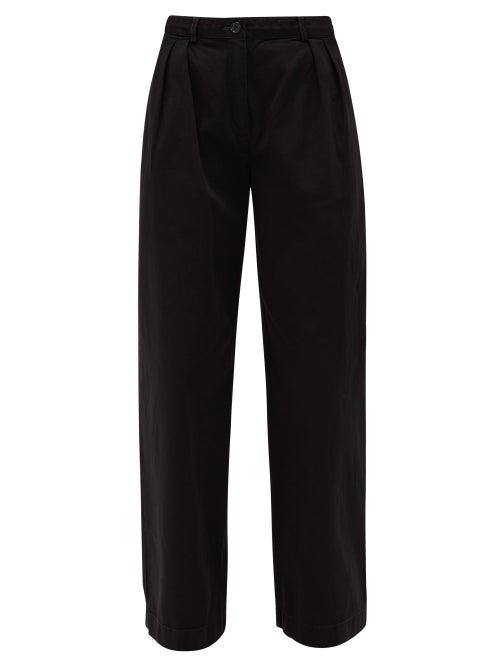 Matchesfashion.com Acne Studios - Pavi Pleated Cotton-twill Straight-leg Trousers - Womens - Black