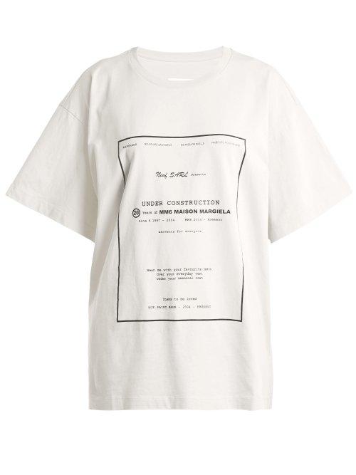 Matchesfashion.com Mm6 Maison Margiela - Logo Print Cotton T Shirt - Womens - Ivory