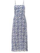 Matchesfashion.com Belize - Oda Drawstring-side Floral-print Crepe Dress - Womens - Blue White