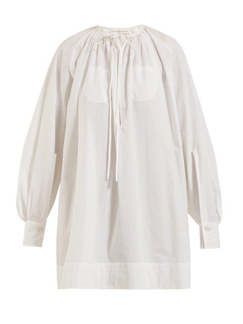 Matchesfashion.com Golden Goose Deluxe Brand - Oversized Tie Neck Cotton Blouse - Womens - White