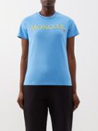 Moncler - Logo-embroidered Cotton-jersey T-shirt - Womens - Blue