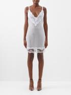 Christopher Kane - Floral-lace Crystal-embellished Crepe Mini Dress - Womens - Silver White