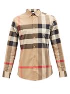 Mens Rtw Burberry - Somerton Macro-check Poplin Shirt - Mens - Beige