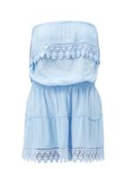 Matchesfashion.com Melissa Odabash - Joy Ruffled Strapless Mini Dress - Womens - Light Blue