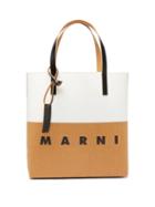 Marni - Paper Coated-canvas Tote Bag - Womens - Beige White