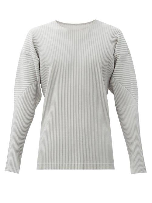 Matchesfashion.com Homme Pliss Issey Miyake - Technical-pleated Long-sleeved T-shirt - Mens - Grey