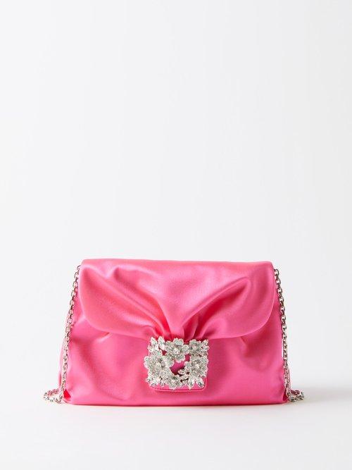 Roger Vivier - Bouquet Strass Mini Satin Bag - Womens - Fuchsia