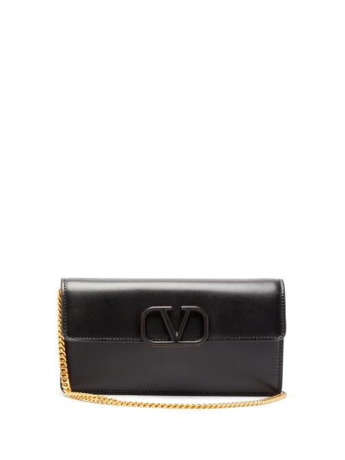 Matchesfashion.com Valentino - V Sling Small Chain Strap Leather Clutch - Womens - Black
