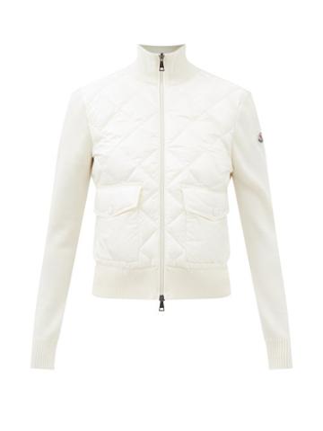 Moncler - High-neck Quilted Shell And Wool Jacket - Womens - White