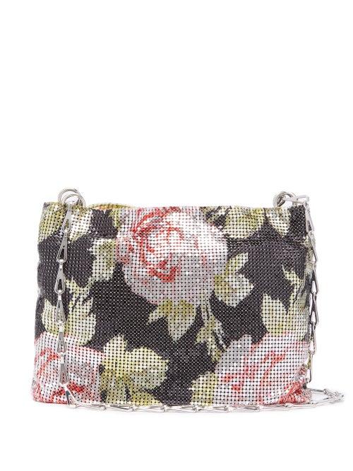 Matchesfashion.com Paco Rabanne - Pixel 1969 Rose Print Chainmail Shoulder Bag - Womens - Black Multi