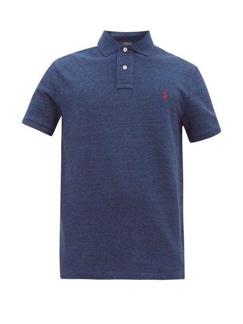 Matchesfashion.com Polo Ralph Lauren - Logo Embroidered Cotton Piqu Polo Shirt - Mens - Blue