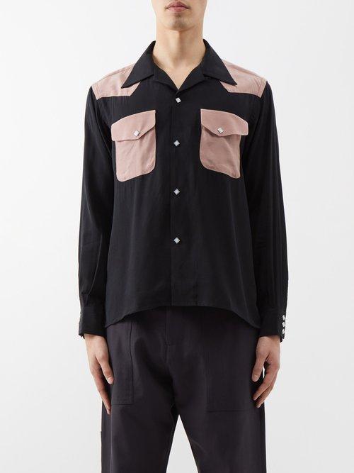 Needles - Cowboy Flap-pocket Sateen Shirt - Mens - Black