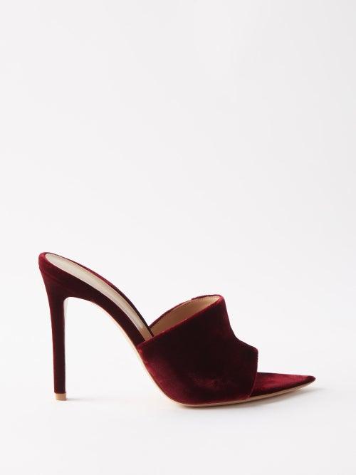 Gianvito Rossi - Alisia 105 Velvet Mules - Womens - Burgundy