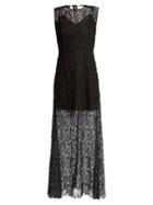 Matchesfashion.com Diane Von Furstenberg - Leaf And Floral Macram Lace Sleeveless Gown - Womens - Black