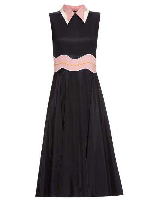 Roksanda Varga Contrast-collar Silk-blend Satin Dress