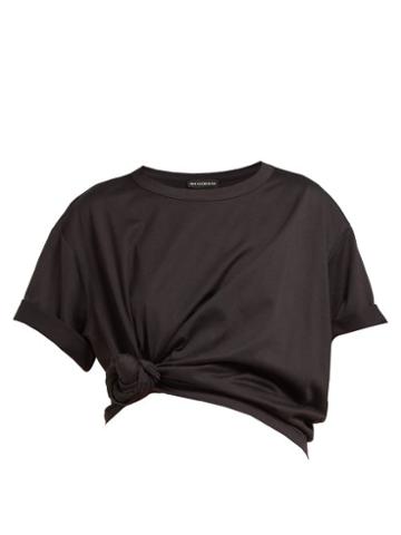 Matchesfashion.com Vika Gazinskaya - Tie Knot Cotton T Shirt - Womens - Black