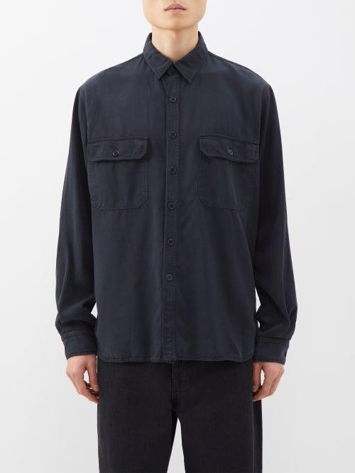 Raey - Drapey Tencel-blend Shirt - Mens - Dark Navy