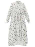 Matchesfashion.com Cecilie Bahnsen - Cleo Tiered Floral Fil-coup Shirt Dress - Womens - White Multi