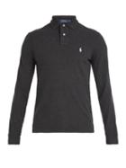 Matchesfashion.com Polo Ralph Lauren - Logo Embroidered Long Sleeved Cotton Polo Shirt - Mens - Grey