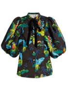 Matchesfashion.com Marc Jacobs - Tropical Bird Print Puff Sleeved Jacket - Womens - Black Multi