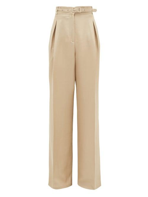 Matchesfashion.com Gabriela Hearst - Dora Silk-blend Wide-leg Trousers - Womens - Beige