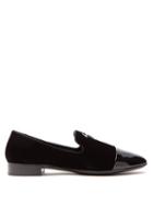 Matchesfashion.com Giuseppe Zanotti - Logo Embellished Velvet Loafers - Mens - Black