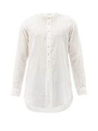 Matchesfashion.com Pro - Collarless Striped Cotton Tunic - Mens - White