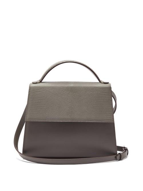 Matchesfashion.com Hunting Season - The Top Handle Large Leather And Lizard Bag - Womens - Grey