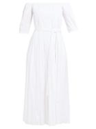 Matchesfashion.com Gabriela Hearst - Narciso Pleated Cotton Poplin Midi Dress - Womens - Ivory