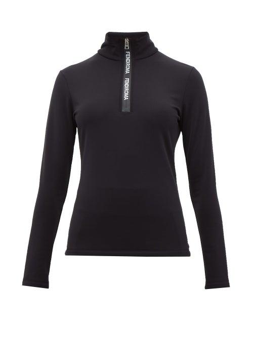 Matchesfashion.com Fendi - Roma Half Zip Stretch Jersey Top - Womens - Black