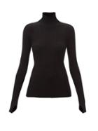 Matchesfashion.com Paco Rabanne - Back-zip High-neck Ribbed Cotton-blend Sweater - Womens - Black