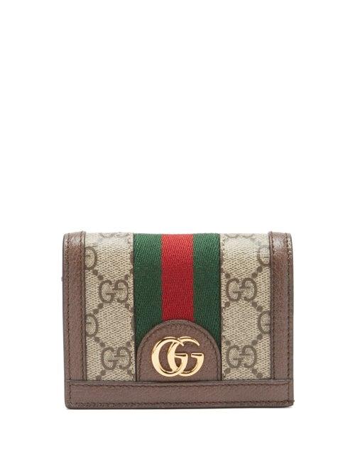 Gucci - Ophidia Gg-jacquard Web-stripe Leather-trim Wallet - Womens - Beige Multi