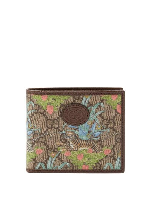 Gucci - Tiger-print Gg-jacquard Leather-trim Wallet - Mens - Multi