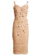 Matchesfashion.com Dolce & Gabbana - Crystal Embellished Tulle Midi Dress - Womens - Beige