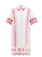 Ladies Rtw Saloni - Dree Cotton Broderie-anglaise Shirt Dress - Womens - White Multi