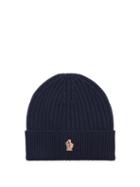 Matchesfashion.com Moncler Grenoble - Logo-patch Ribbed Wool Beanie Hat - Mens - Navy