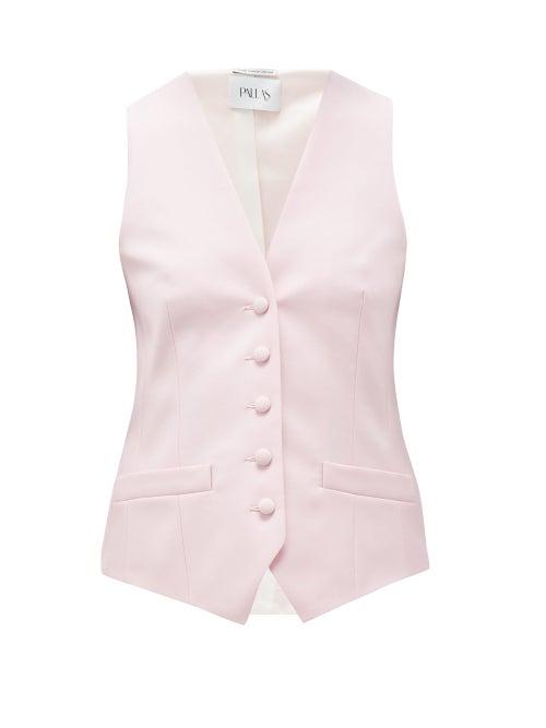 Matchesfashion.com Pallas Paris - Gambler V-neck Wool Waistcoat - Womens - Light Pink