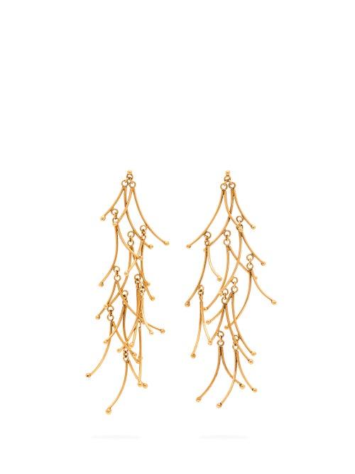 Matchesfashion.com Karry Gallery - Long Twigs Gold Plated Drop Earrings - Womens - Gold