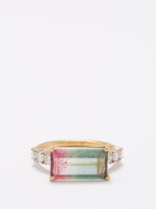 Irene Neuwirth - Diamond, Tourmaline & 18kt Gold Ring - Womens - Green Multi