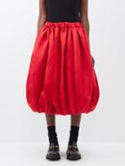 Comme Des Garons Comme Des Garons - Gathered Satin Midi Skirt - Womens - Red