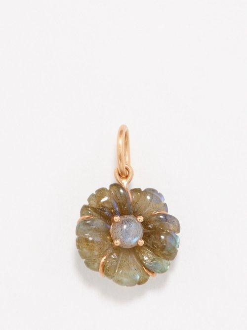 Irene Neuwirth - Tropical Flower Labradorite & 18kt Gold Charm - Womens - Green Multi