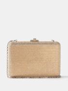 Judith Leiber - Slim Slide Crystal-embellished Clutch Bag - Womens - Light Gold