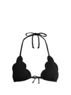 Matchesfashion.com Marysia - Broadway Scallop Edged Triangle Bikini Top - Womens - Black