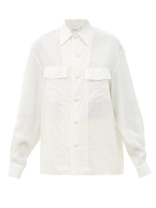 Matchesfashion.com Lemaire - Cuban-collar Patch-pocket Silk-blend Poplin Shirt - Womens - Ivory