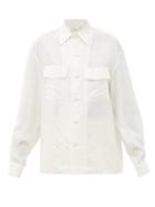 Matchesfashion.com Lemaire - Cuban-collar Patch-pocket Silk-blend Poplin Shirt - Womens - Ivory